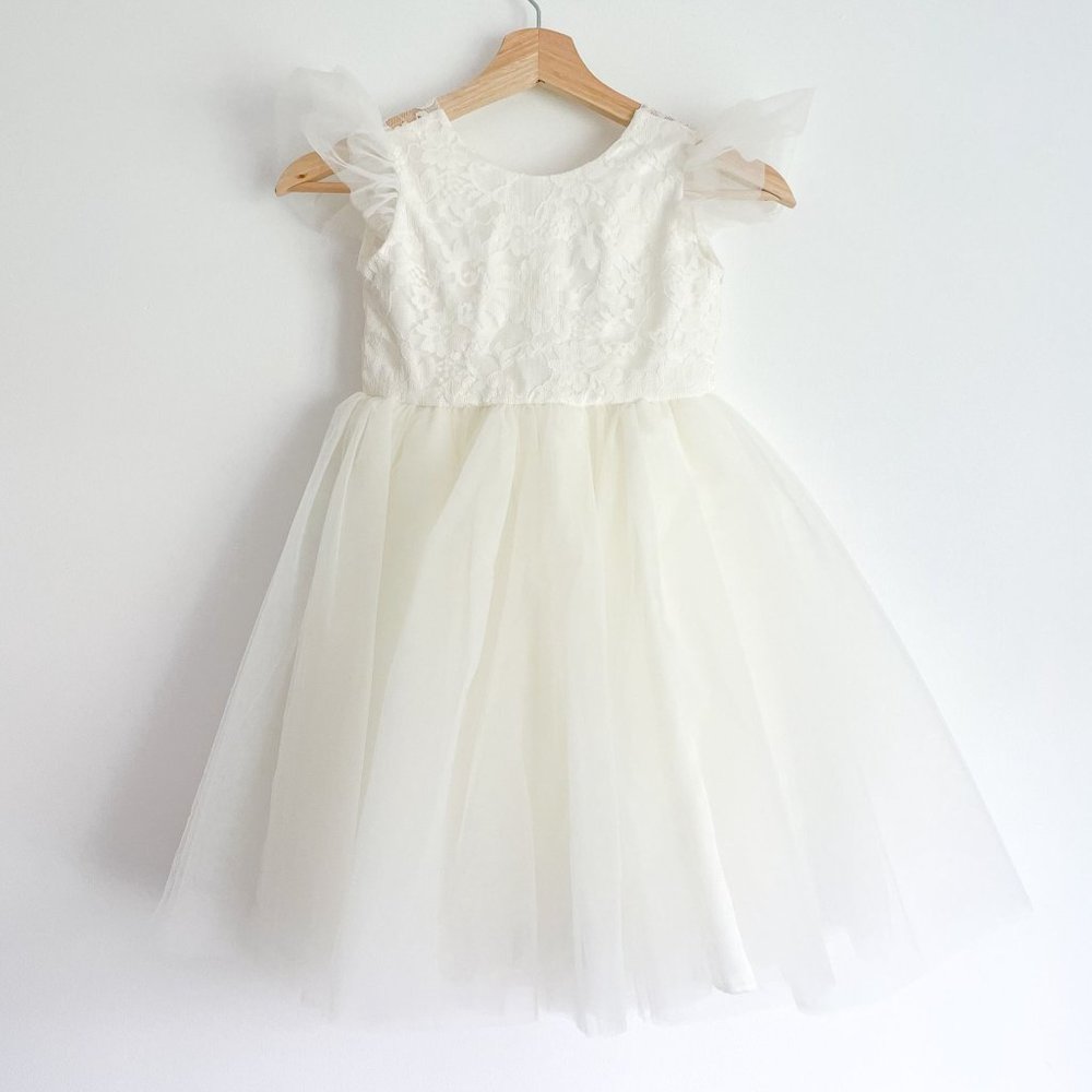 NWT Fattiepie Mia Ivory Lace Tulle Cap Sleeve Dress
